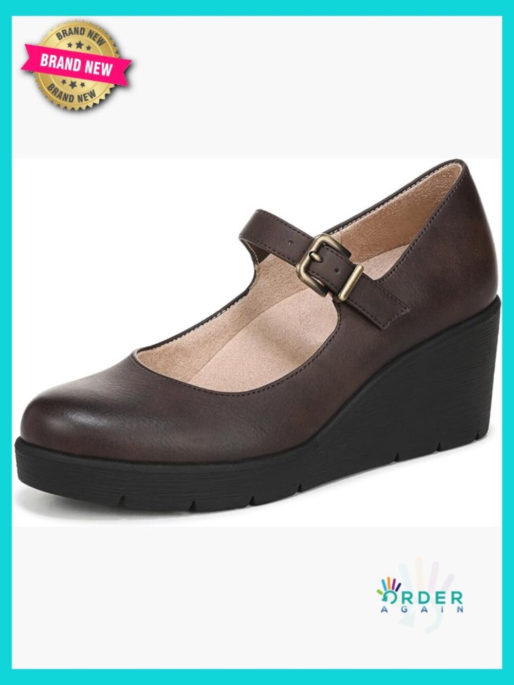 Wedge Heels with Mary Jane Strap Comfy Casual Round Toe Faux Leather Pumps